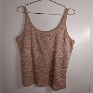 Chico's Gold Floral Lace Fitted Camisole With Adjustable Straps Size 3 (XL-16)